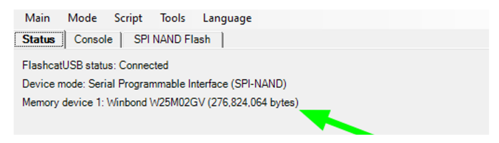 Winbond detected by FlascatUSB