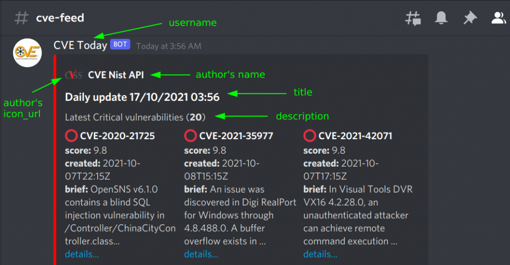 Discord bot message received